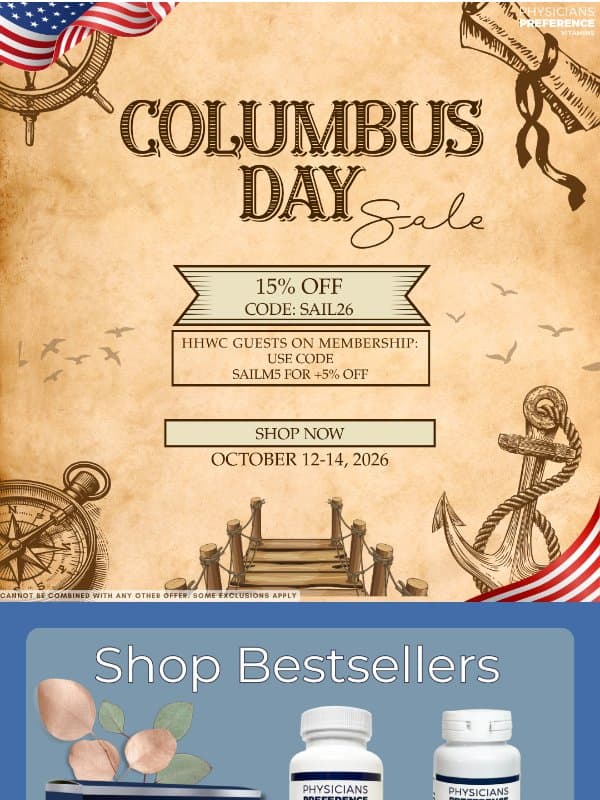 🚢 Columbus Day Sale Starts Now! email from Physician's Preference