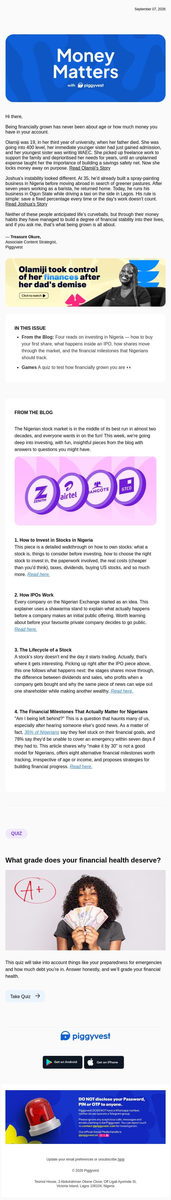 This uber driver earns up to ₦400k driving in Lagos email from PiggyVest screenshot