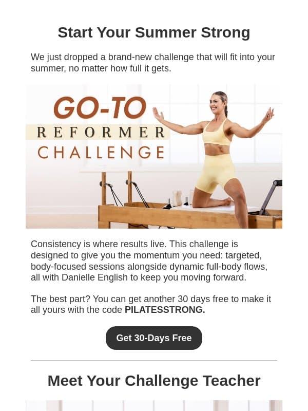 The Reformer Challenge You've Been Waiting For email from Pilates Anytime