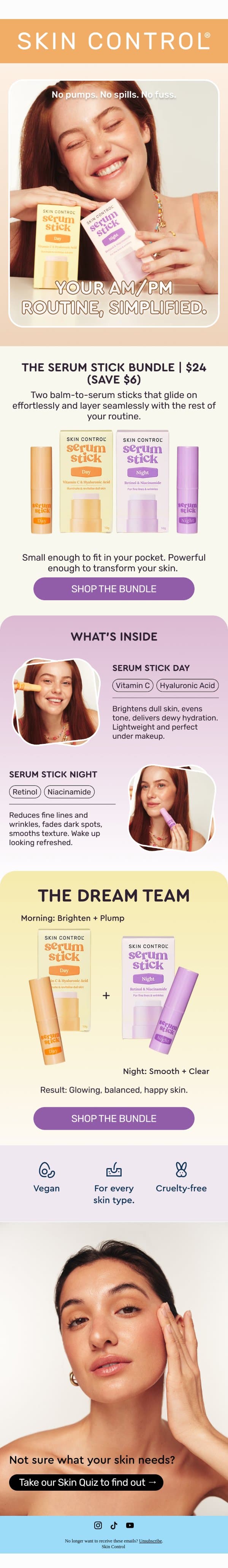 Your AM/PM serum routine in two mess-free sticks. email from Pimple Patches screenshot