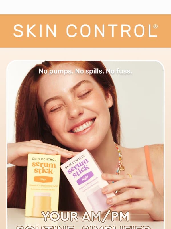 Your AM/PM serum routine in two mess-free sticks. email from Pimple Patches