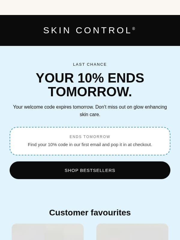 Your 10% ends tomorrow email from Pimple Patches