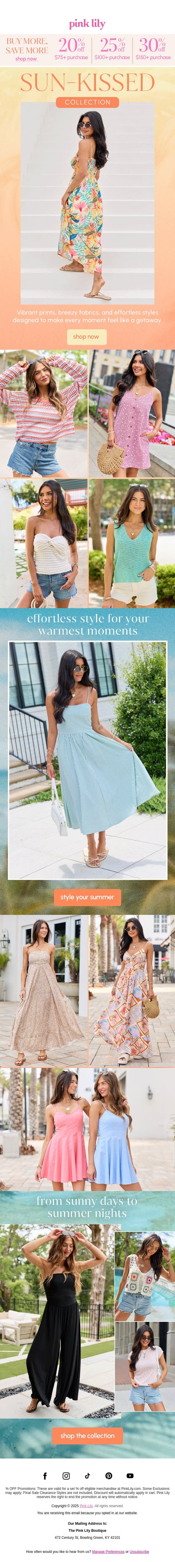 just dropped: The Sun-Kissed Collection ☀️ email from Pink Lily screenshot