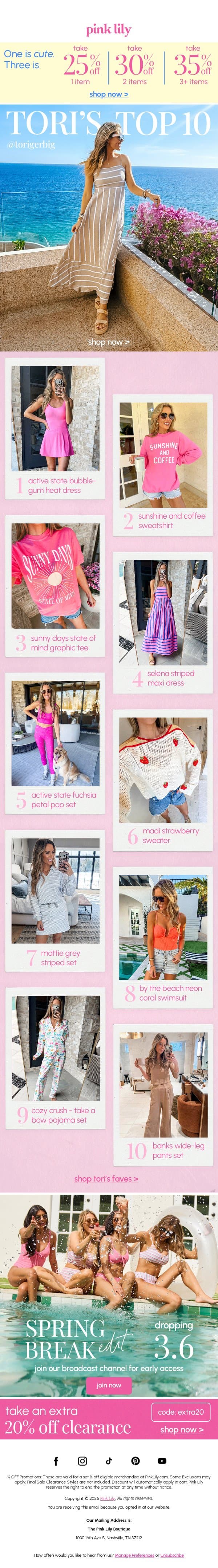 my current favorites š©· email from Pink Lily screenshot