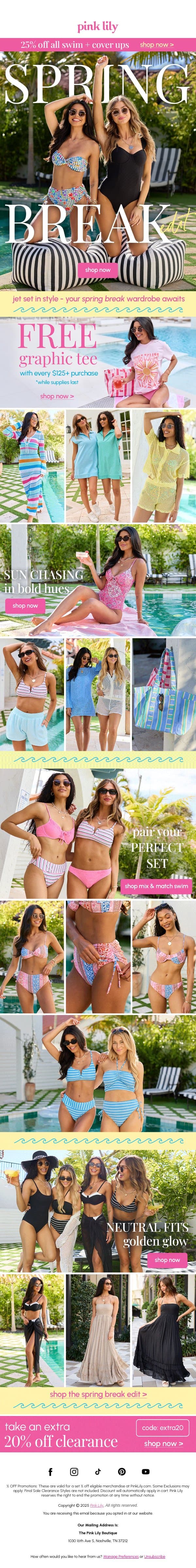 spring break has arrived π΄πβοΈ email from Pink Lily screenshot