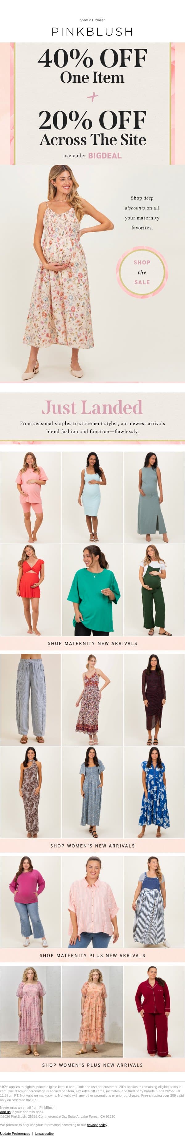 Most Wanted: 40% Off! 🙏 email from PinkBlush Maternity screenshot
