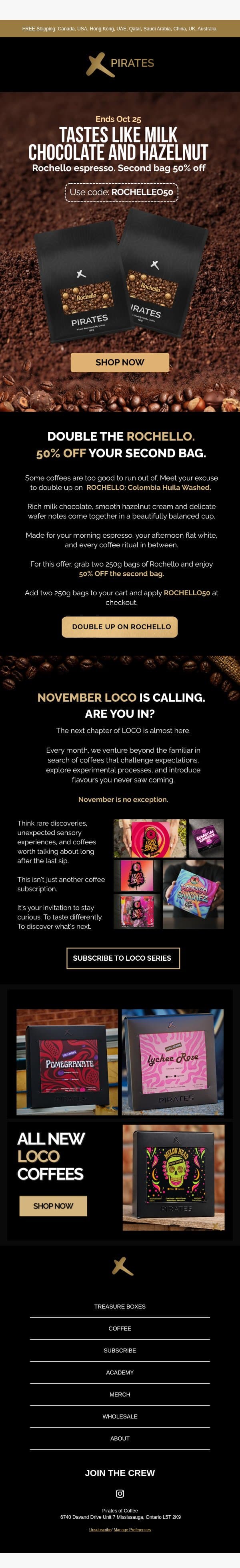 ☕ FINAL HOURS: One Last Chance to Save BOGO. email from Pirates of Coffee Roastery screenshot