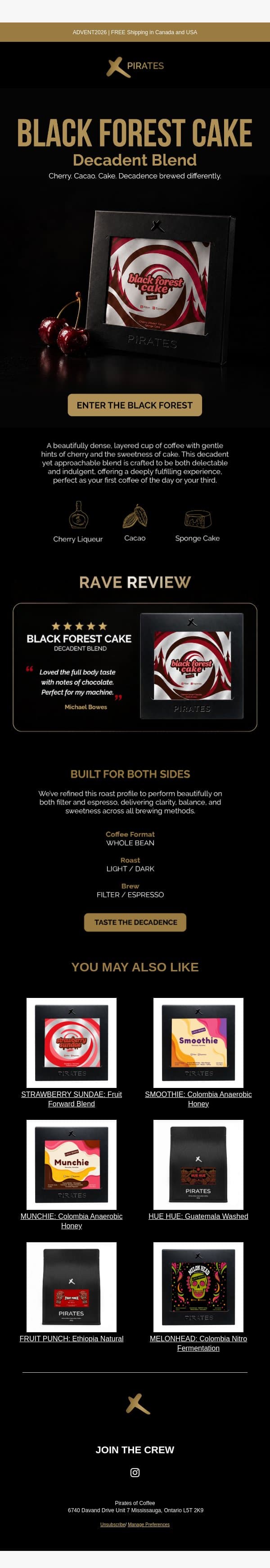 🍰 Black Forest Cake. No fork required. email from Pirates of Coffee Roastery screenshot