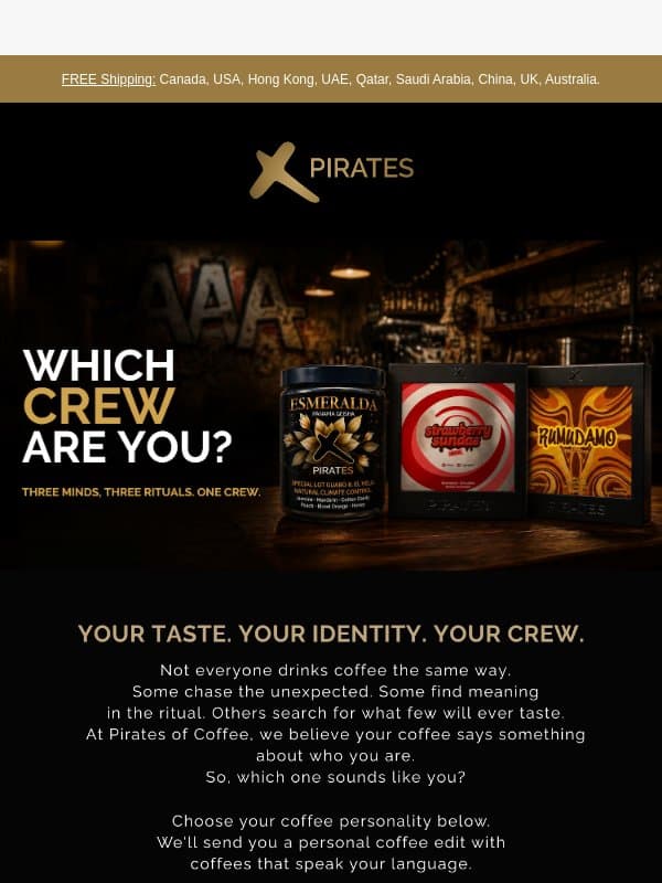 ⚡ Rebel, Ritualist or Collector? Which Crew Are You? email from Pirates of Coffee Roastery