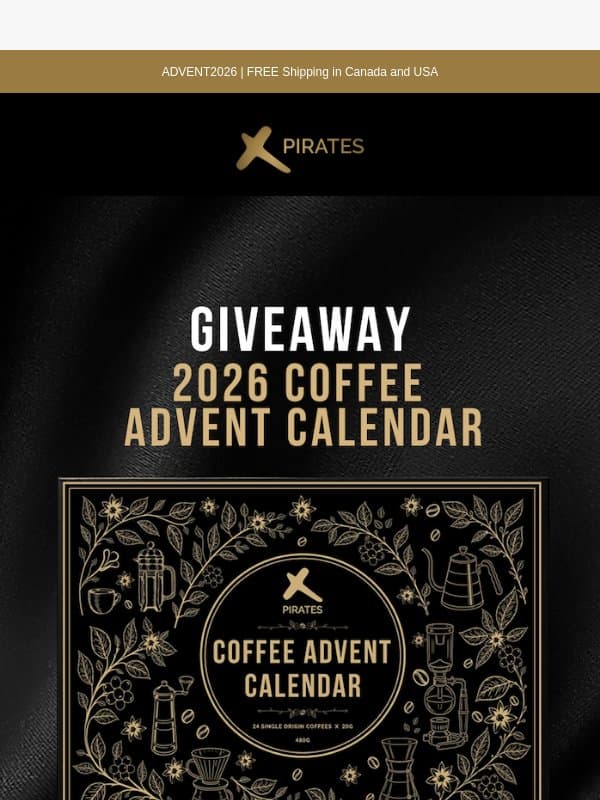 π Join the Advent Coffee Adventure! email from Pirates of Coffee Roastery
