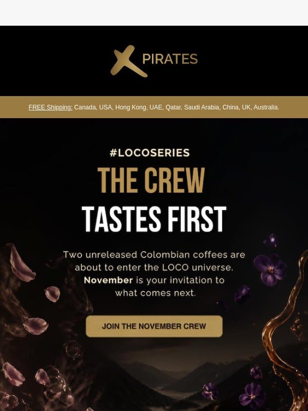 💌 Your November LOCO Invitation Is Here. email from Pirates of Coffee Roastery