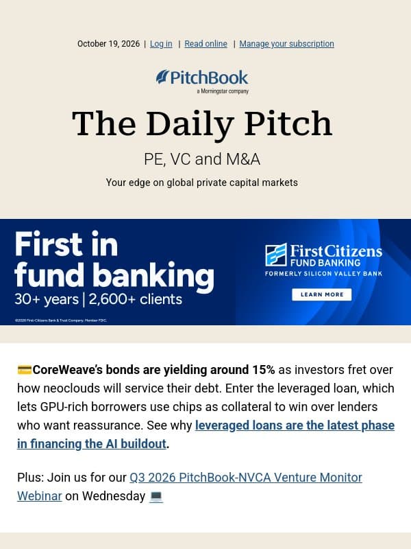 AI's newest lenders want collateral email from PitchBook