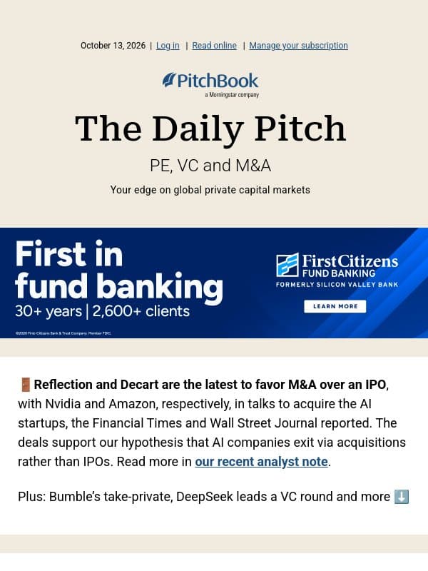 PE's pricing power is fading email from PitchBook