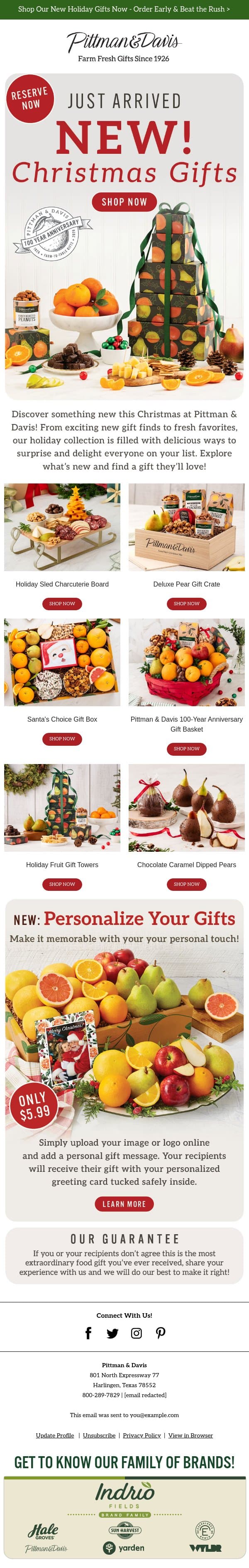 🎁 Just In: NEW Christmas Gifts email from Pittman & Davis screenshot