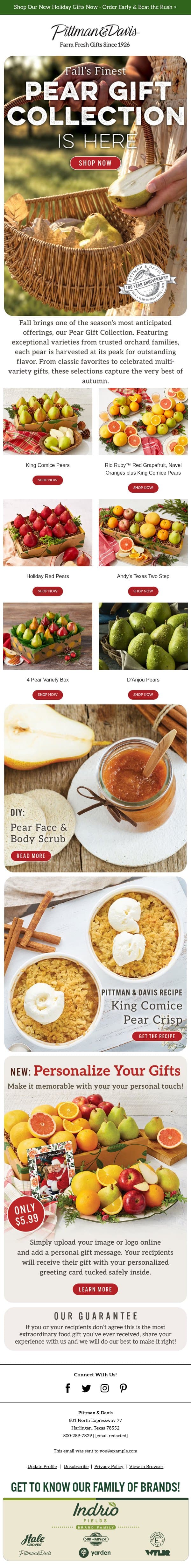 🍂 Fall’s Finest: Our Pear Gift Collection is Here email from Pittman & Davis screenshot