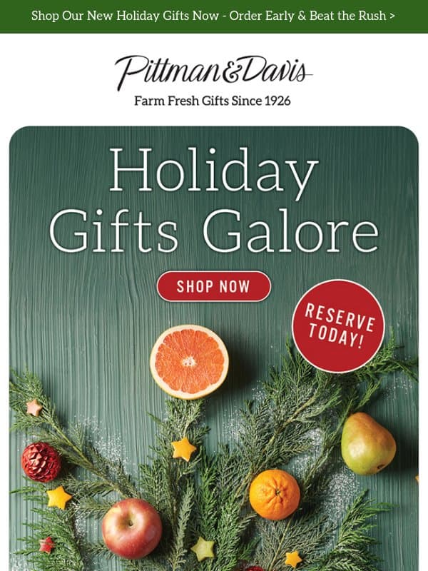 🎄 Holiday Shopping Starts NOW email from Pittman & Davis
