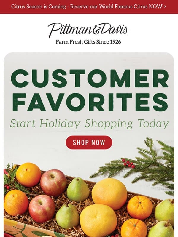 🎁 Holiday Gifts Customers Love Year After Year email from Pittman & Davis