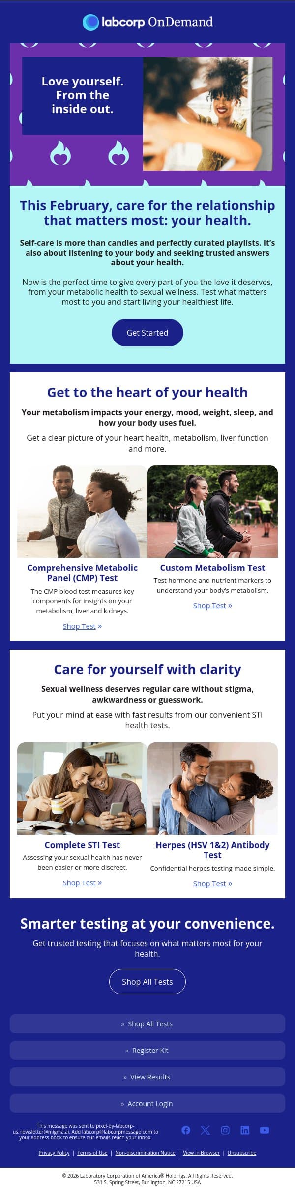 Feel the love…from the inside out ❤️ email from Pixel by LabCorp screenshot