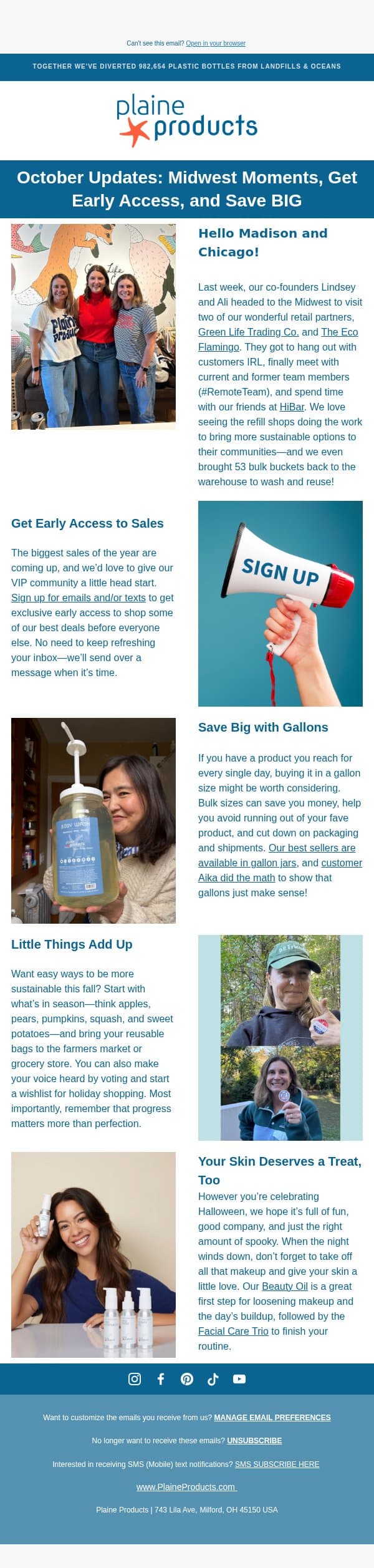 October Updates from Plaine Products email from Plaine Products screenshot