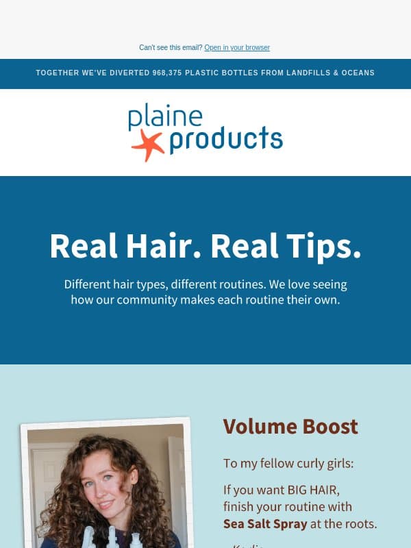 Tips From Our Community email from Plaine Products