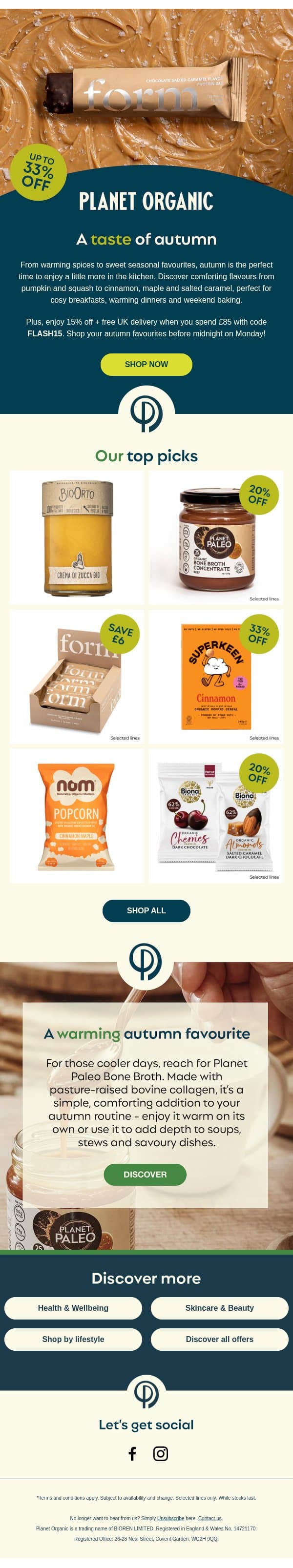Autumn flavours have arrived email from Planet Organic screenshot