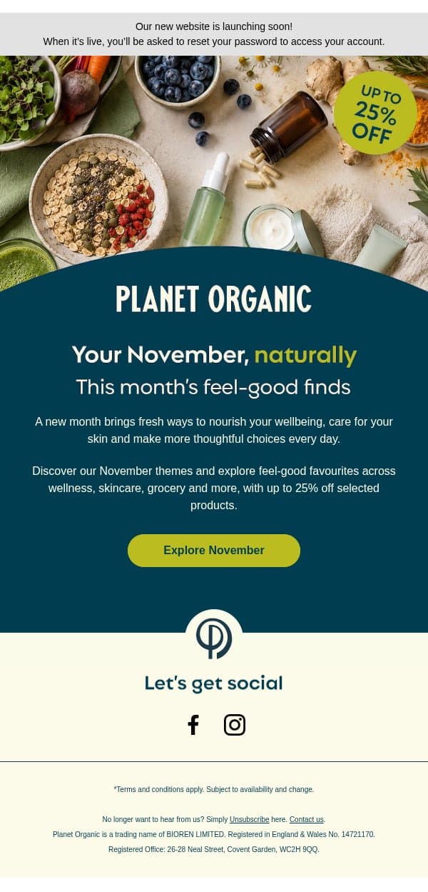 A fresh take on November 🌿 email from Planet Organic screenshot