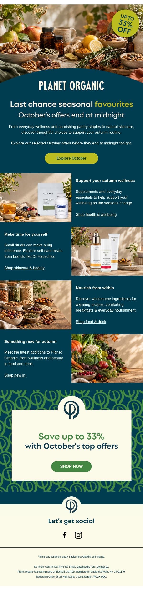 Last chance seasonal favourites π email from Planet Organic screenshot