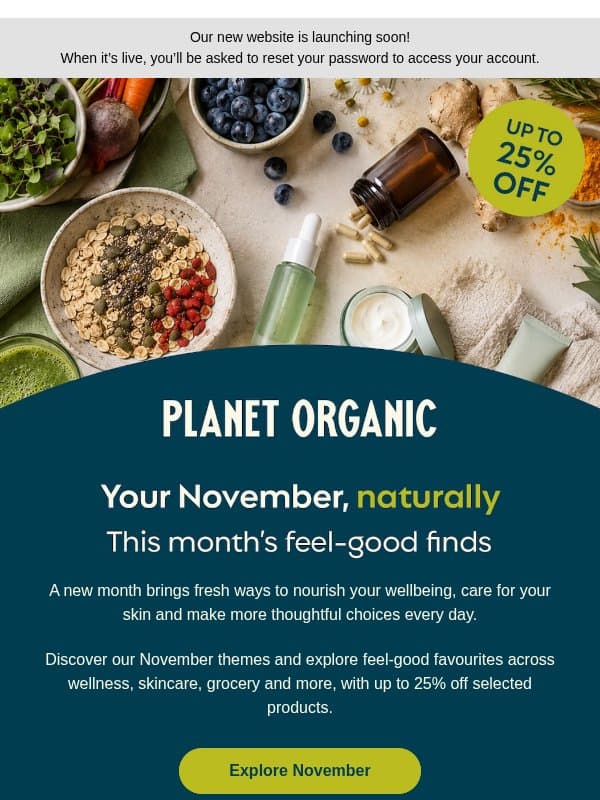 A fresh take on November 🌿 email from Planet Organic