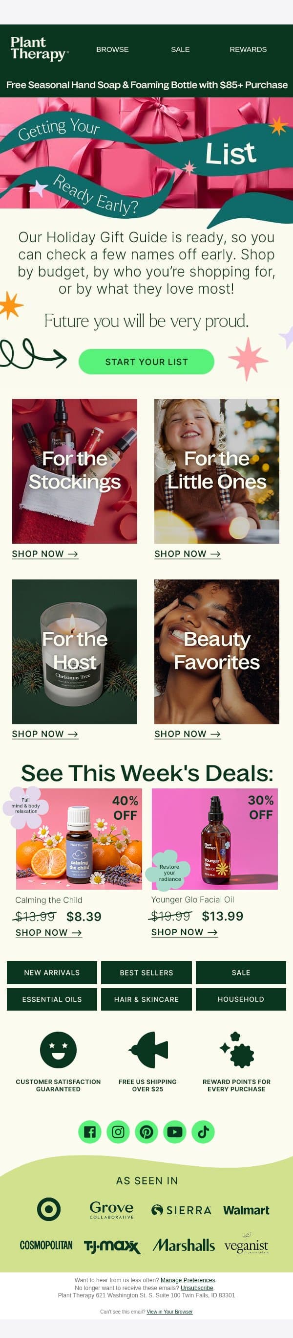 Your Holiday Gifting Starts Here email from Plant Therapy screenshot