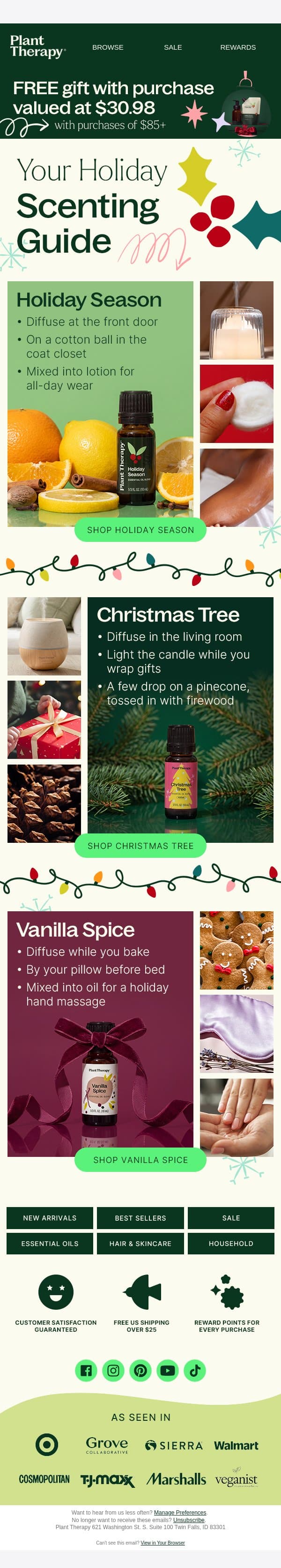 Your Holiday Scenting Guide Is Hereš email from Plant Therapy screenshot