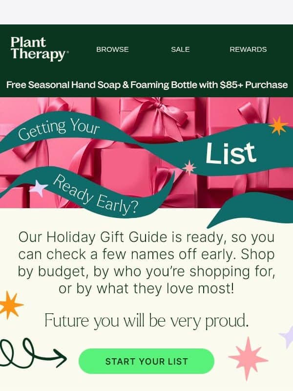 Your Holiday Gifting Starts Here email from Plant Therapy