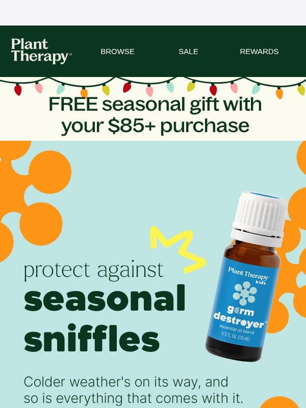 Protect Against Seasonal Sniffles 😷 email from Plant Therapy