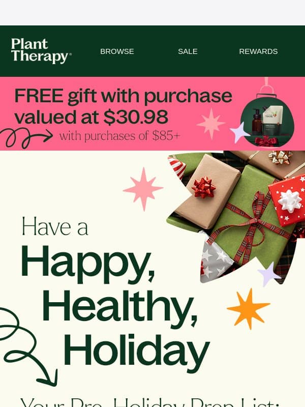 Your Pre-Holiday Prep List 🗒️ email from Plant Therapy screenshot