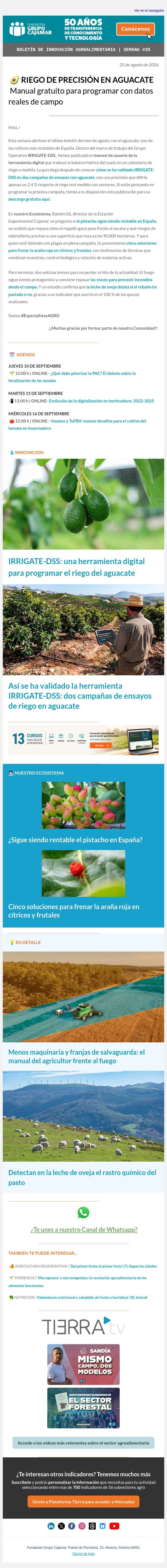 SEMANA #35 | š„RIEGO DE PRECISIĆN EN AGUACATE: manual gratuito para programar con datos reales de campo email from Plataforma Tierra screenshot