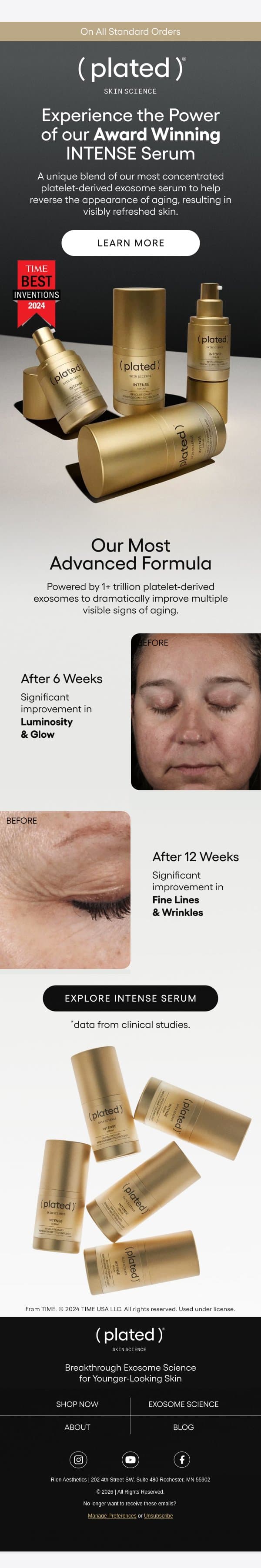 Award-winning. Clinically proven. email from Plated Skin Science screenshot