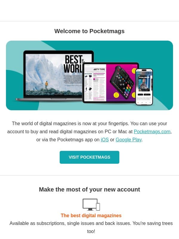 Welcome to Pocketmags email from Pocketmags