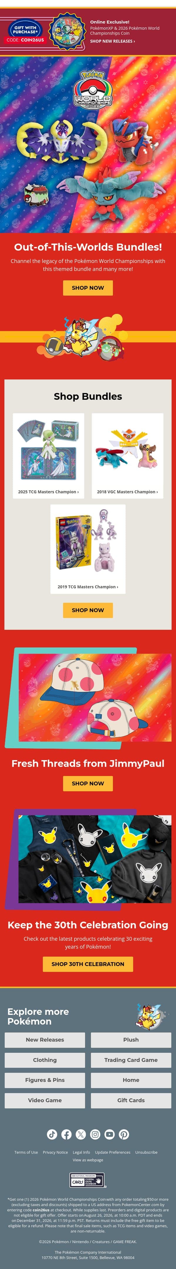 Celebrate Worlds with New Bundles! email from Pokémon Trading Card Game screenshot