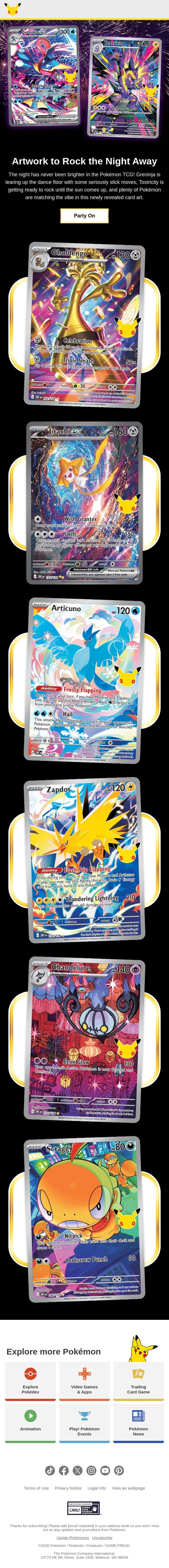 New Full-Art Cards 🎆 email from Pokémon Trading Card Game screenshot