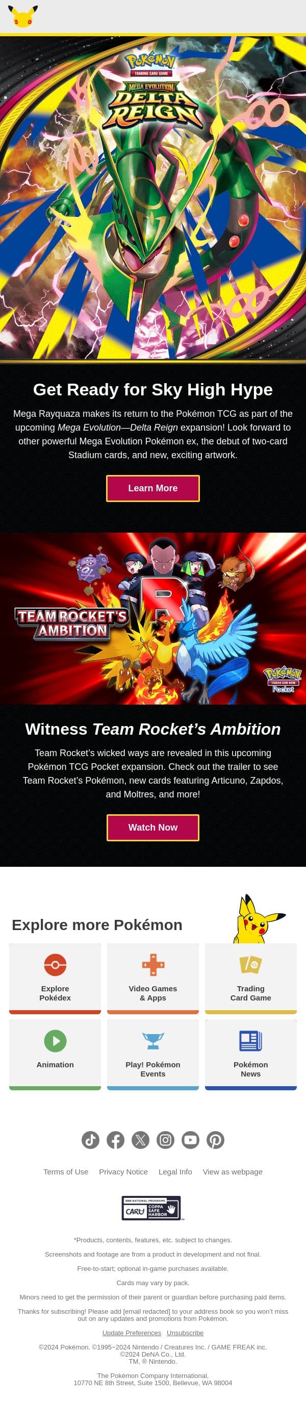 New Expansion: Mega Evolution—Delta Reign ☄️ email from Pokémon Trading Card Game screenshot