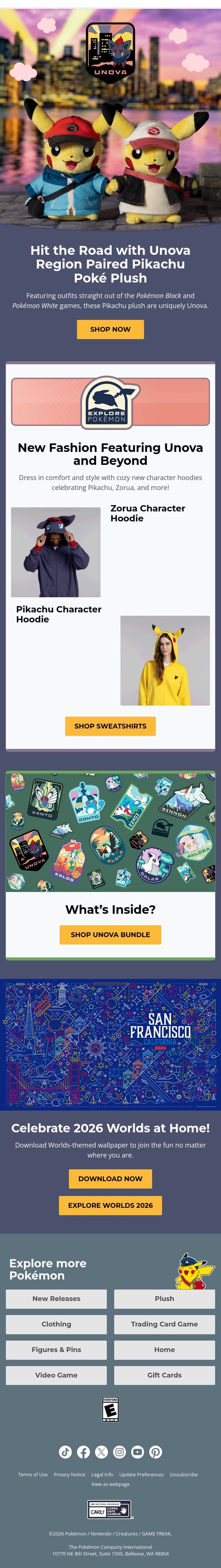 Travel to Unova with Pikachu Times Two! email from Pokémon Trading Card Game screenshot