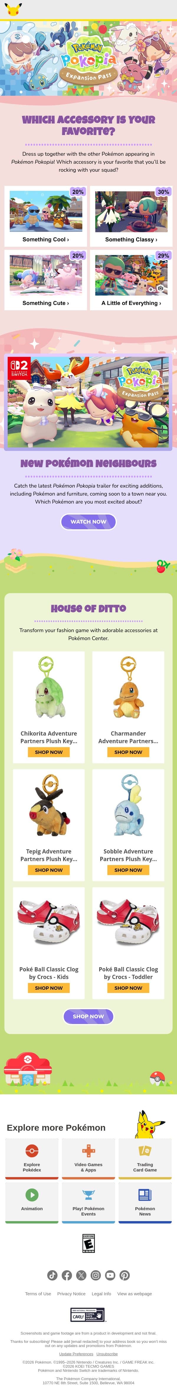 Look This Way 🕶️🎀 New Pokémon Pokopia Accessories email from Pokémon Trading Card Game screenshot