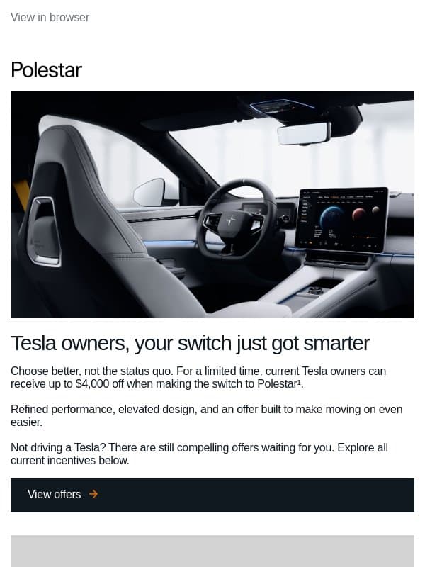 Switch to Polestar. Get rewarded. email from Polestar