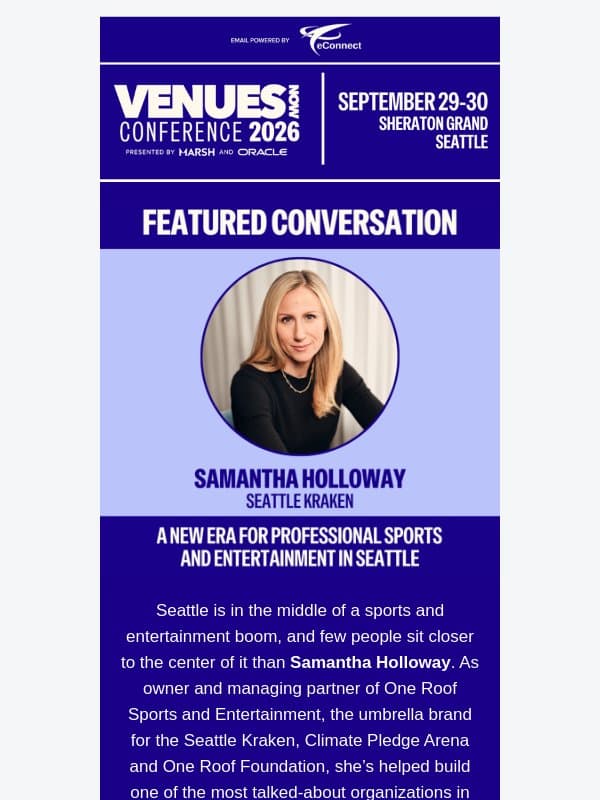 Seattle Kraken’s Samantha Holloway Joins VNC26 email from Pollstar