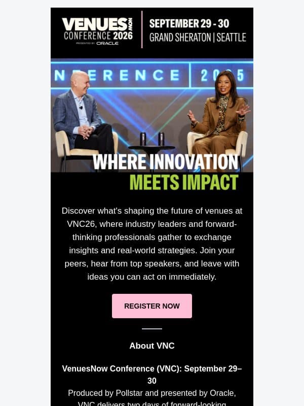Don't Miss What 2026 Has in Store - Register Now! email from Pollstar