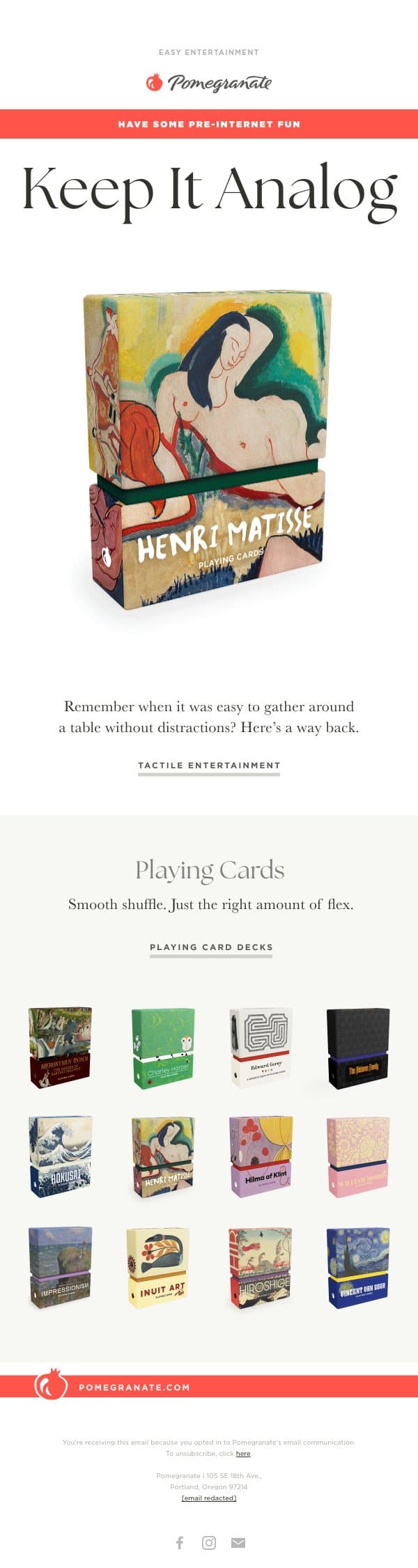 No Need for a Screen: New Games and Activities email from Pomegranate screenshot