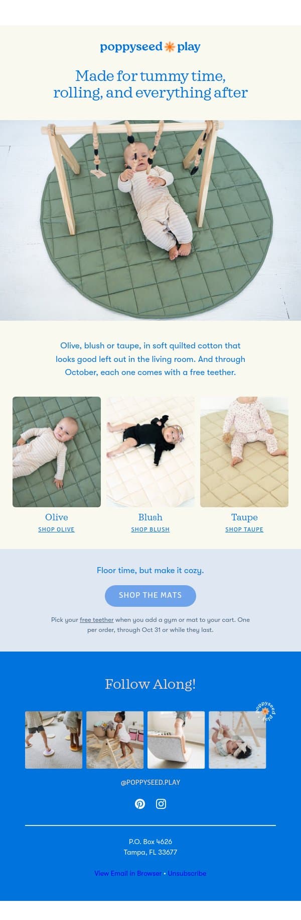The play mat that goes with everything email from Poppy Seed Play screenshot