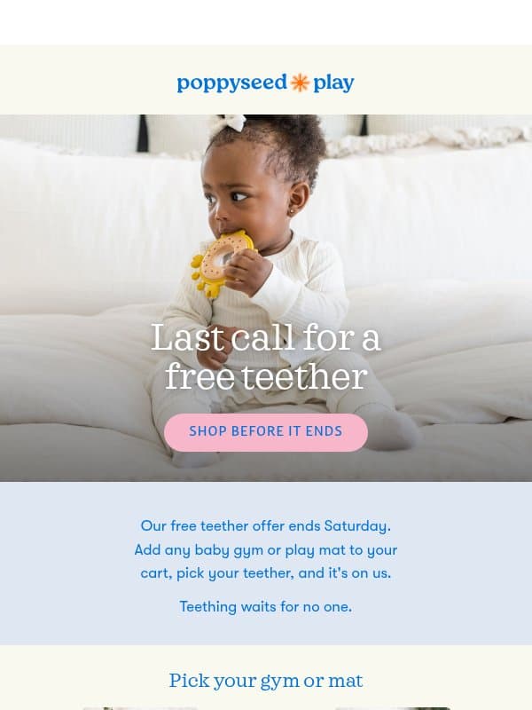 Ends Saturday: your free teether email from Poppy Seed Play