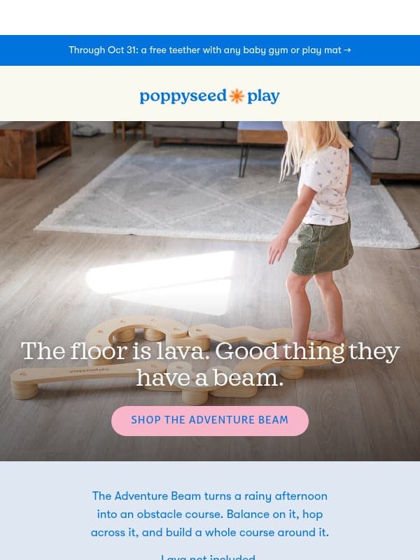 The floor is lava (we came prepared) email from Poppy Seed Play