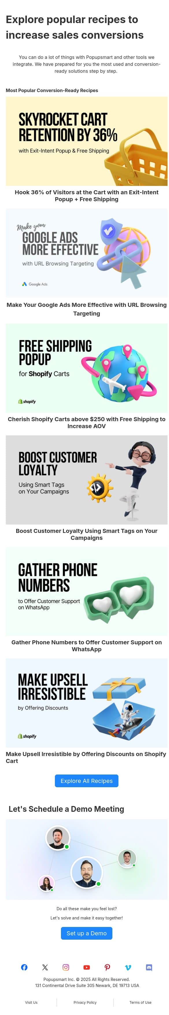 Hey there, you have new recipes to increase sales conversions. 🚀 email from Popupsmart Popup Builder screenshot
