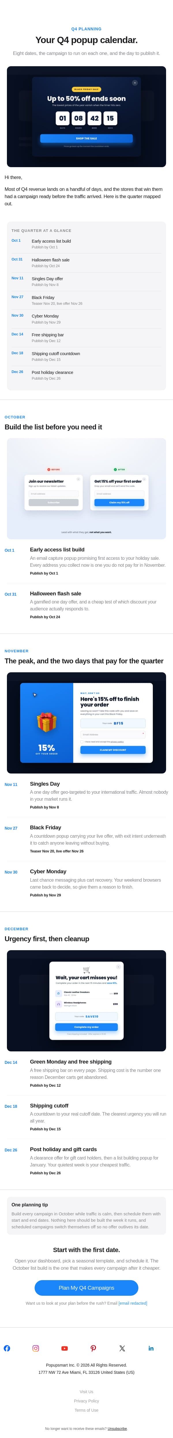 8 dates that decide your Q4 🗓️ email from Popupsmart Popup Builder screenshot